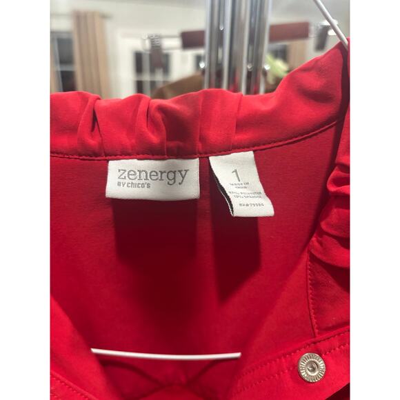 Zenergy by Chico’s Red Utility Pocket Snap Dress Size 1 M Travel minimalist gift - Picture 6 of 6